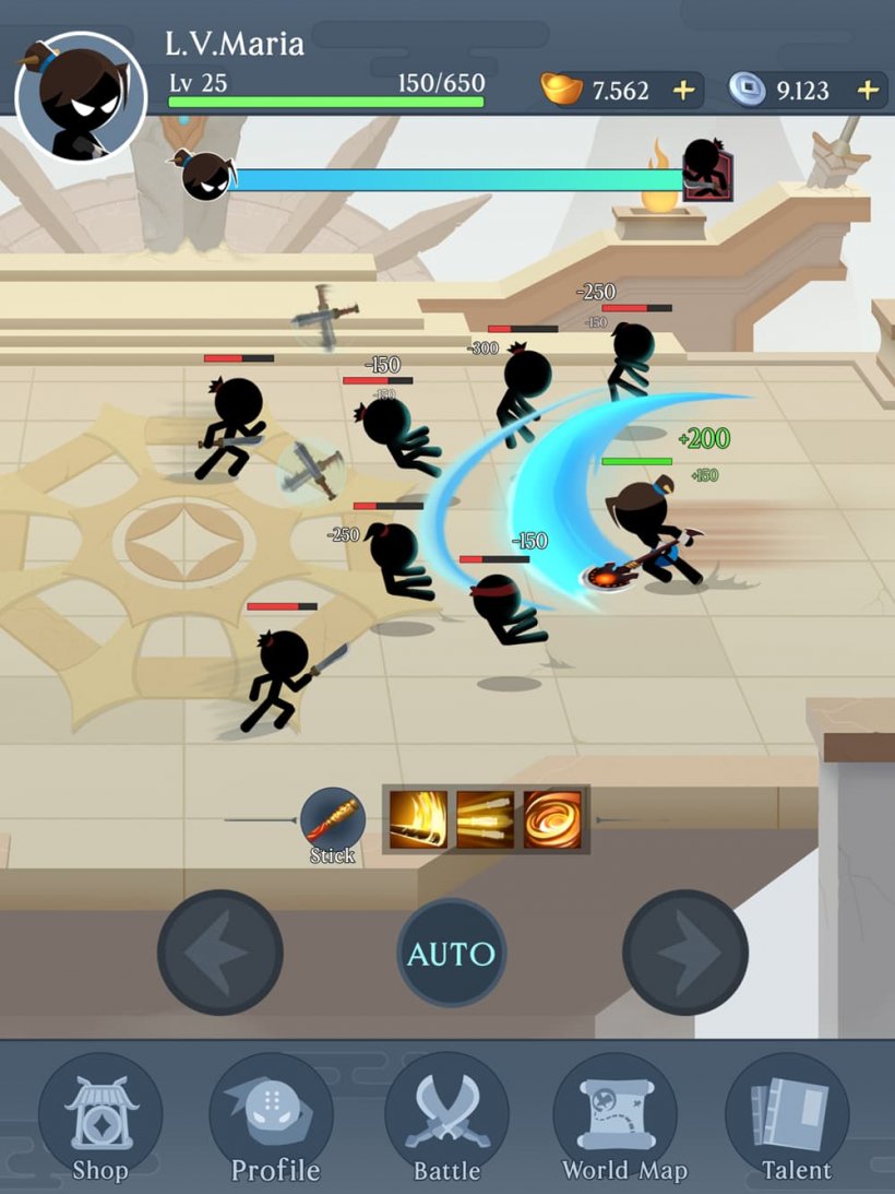 Idle Stickman游戏截图：武林高手对抗众多敌人