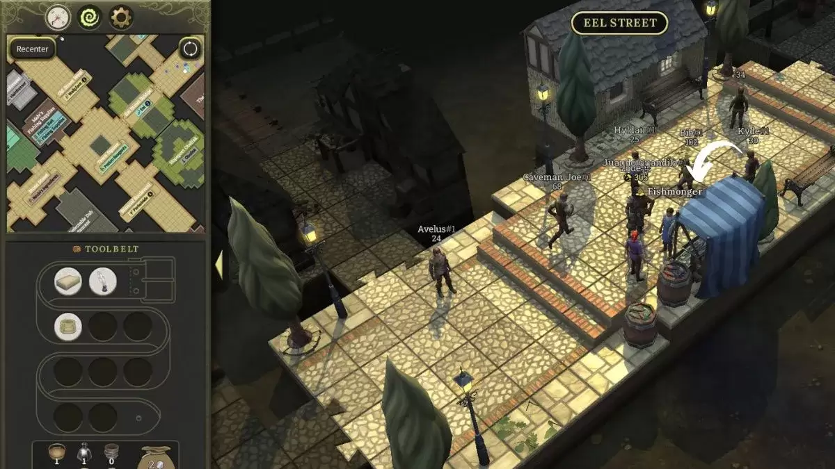 Screenshot showing the Frequently Fresh Fish Stall's location