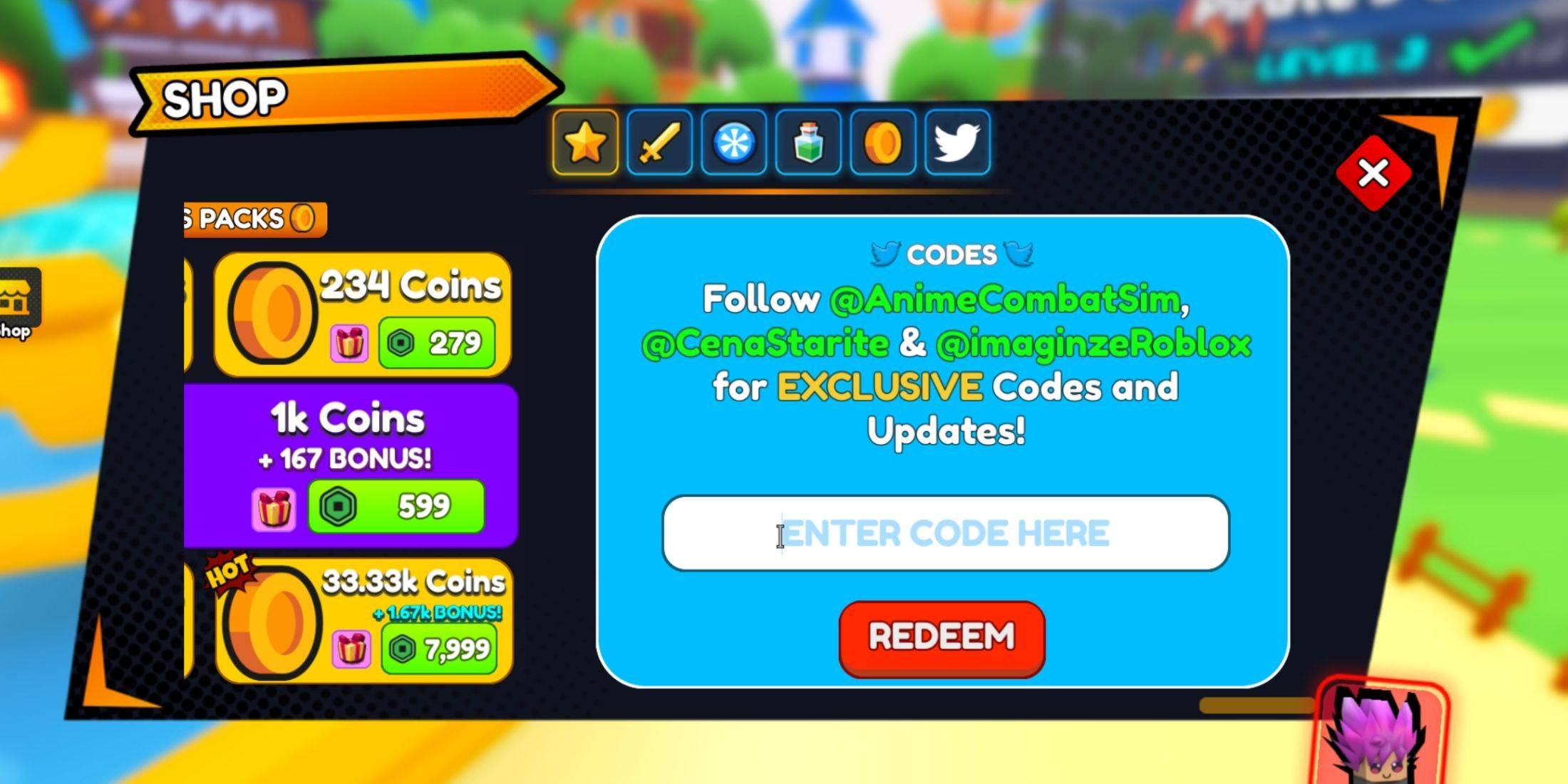 Image: Code Redemption Menu
