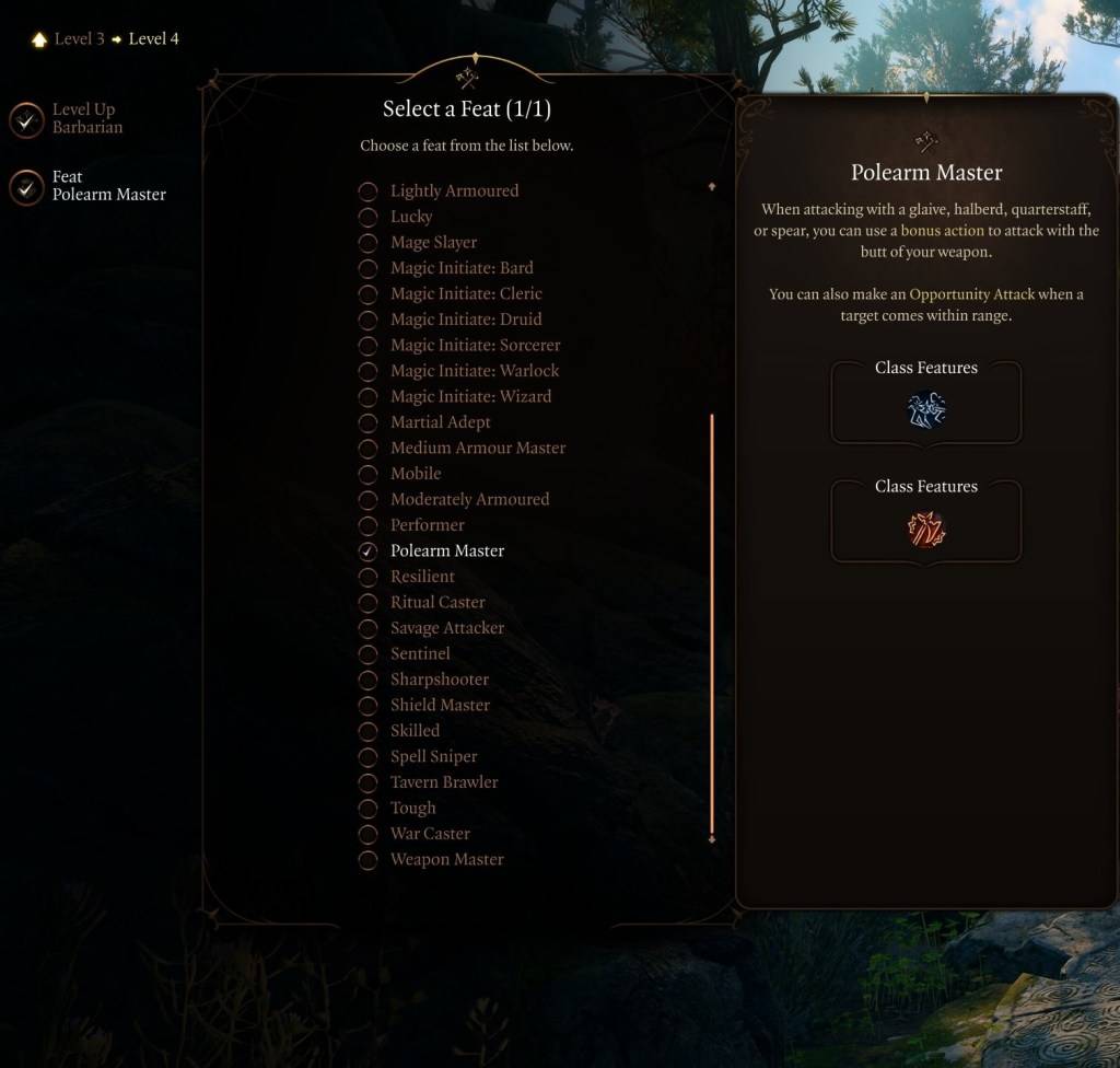 BG3'te Polearm Master