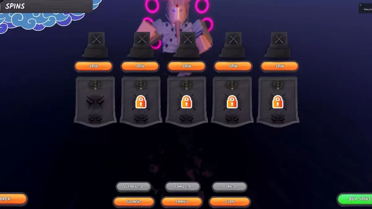 Reroll interface in Ninja Time