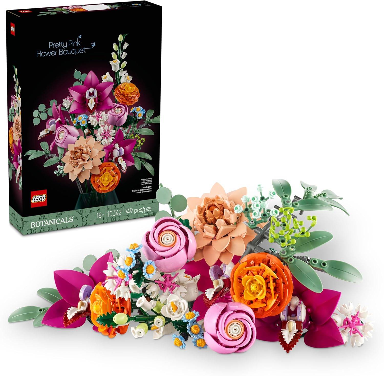 Romantic pink LEGO floral arrangement