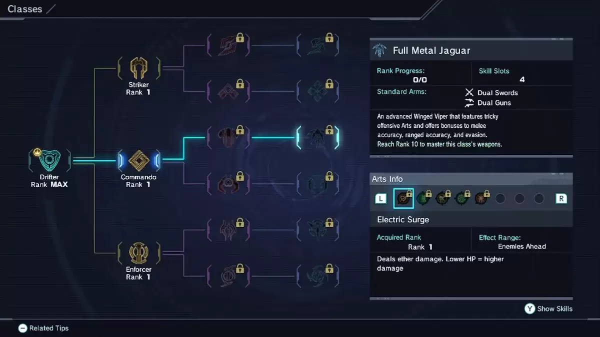 Xenoblade इतिहास x में पूर्ण धातु जगुआर वर्ग विकल्प