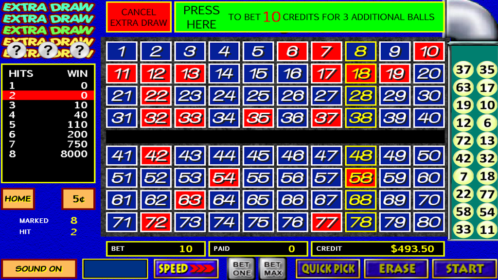 Draw 3 Extra Keno Balls Tangkapan skrin 0