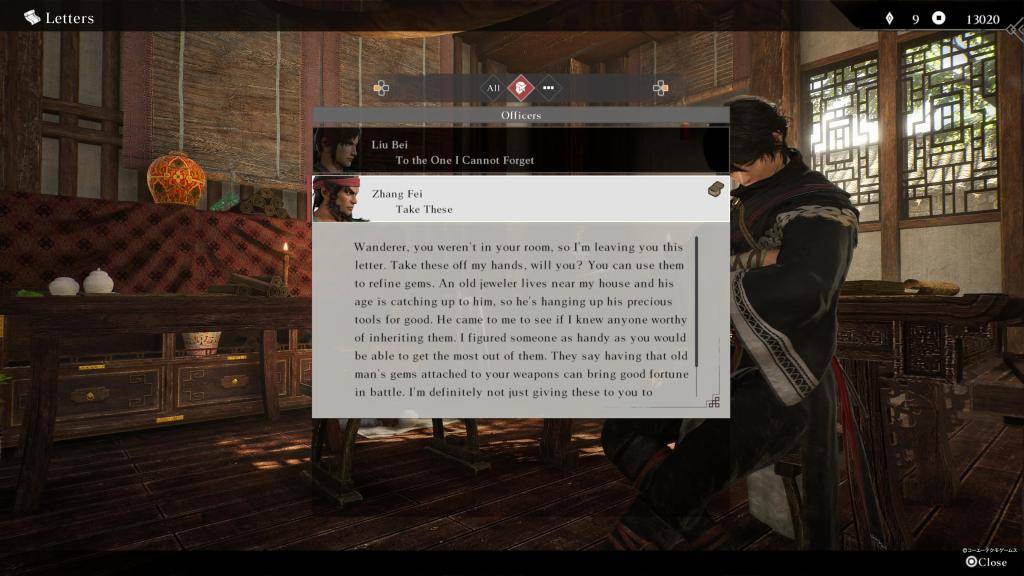Zhang Fei's letter in Dynasty Warriors: Origins