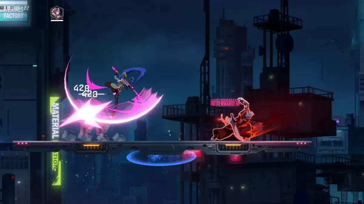 Прототип в эффекте энтропии Blazblue, выполняющий атаку в воздухе