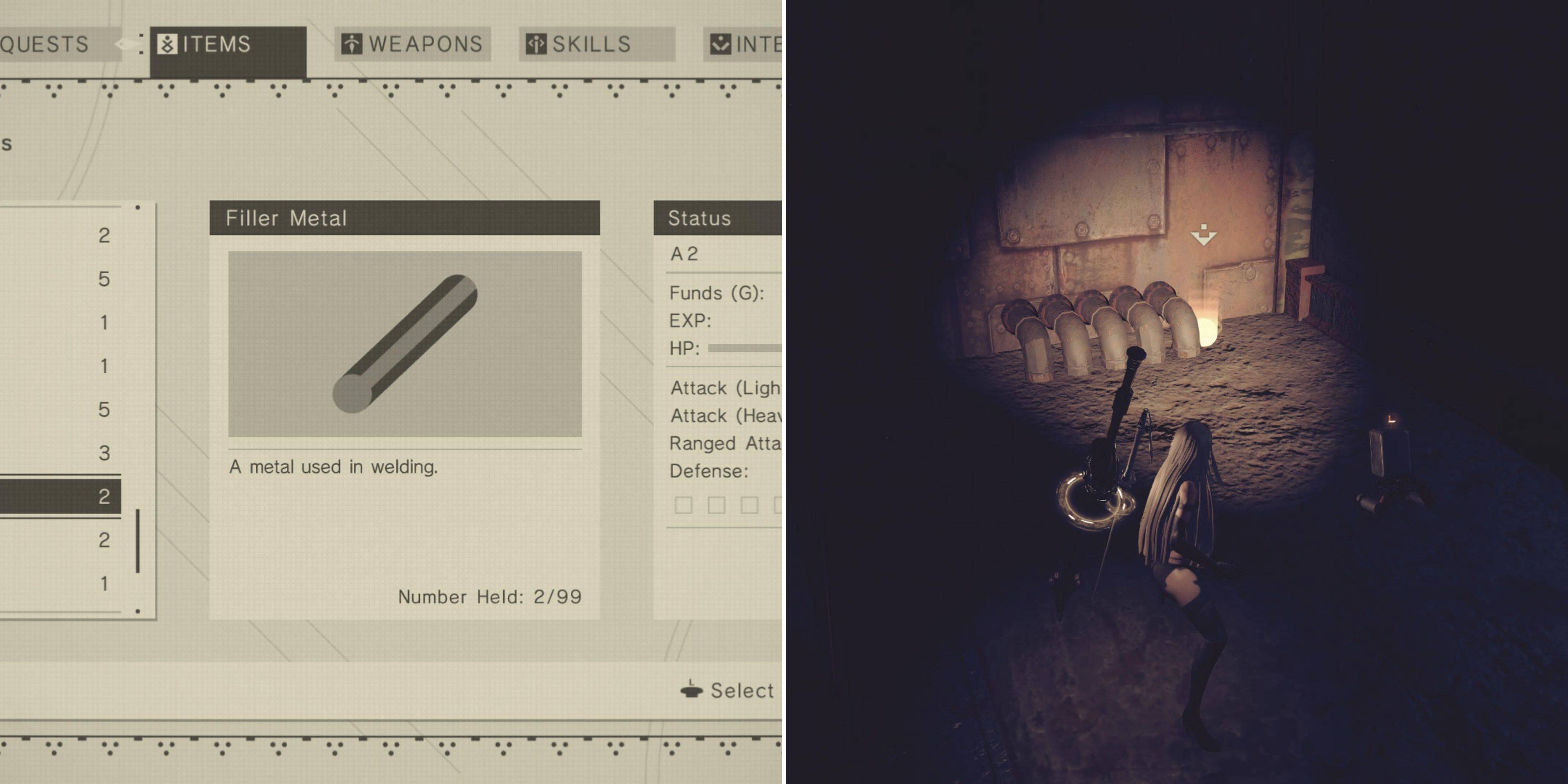 Mga lokasyon ng metal na metal sa nier: automata