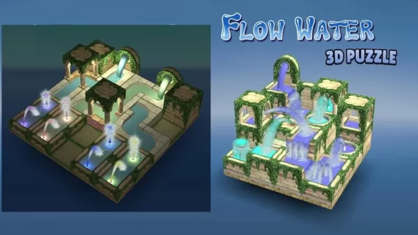 "3D Logic Puzzle: Rotate to Connect and Flow Water"