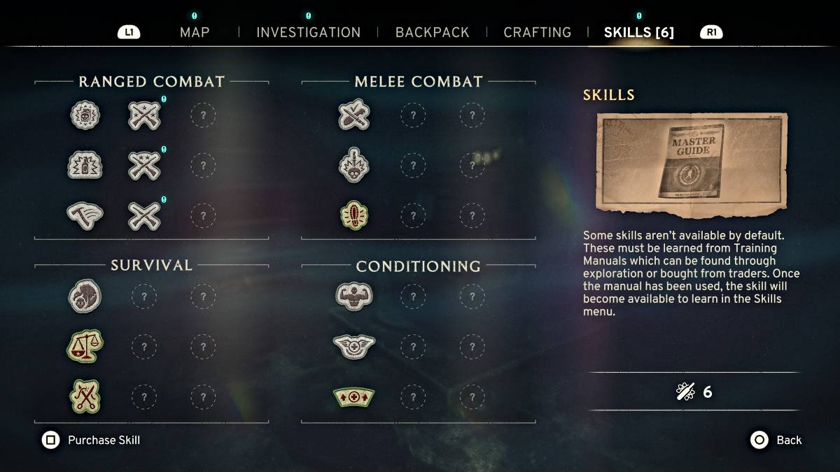Skills -Menü in Atomfall
