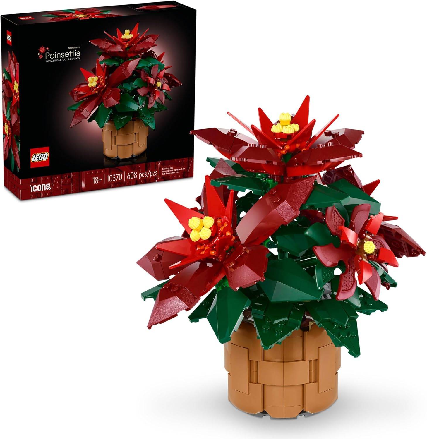 Festive LEGO Poinsettia plant