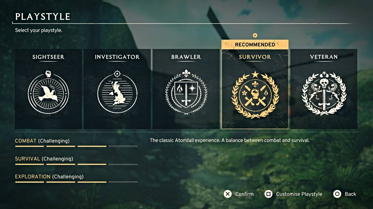 Menu ng PlayStyle sa Atomfall