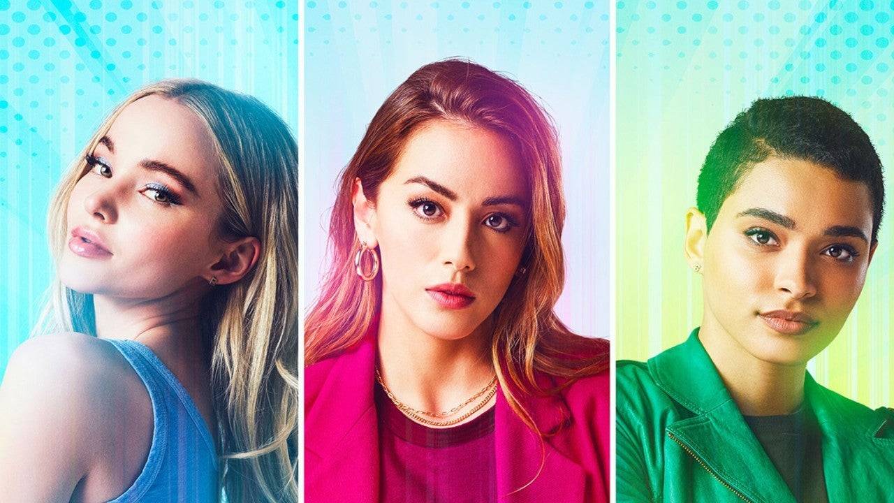 Imej rasmi tiga gadis Powerpuff dari usaha hidup CW: Dove Cameron, Chloe Bennet, dan Yana Perrault.