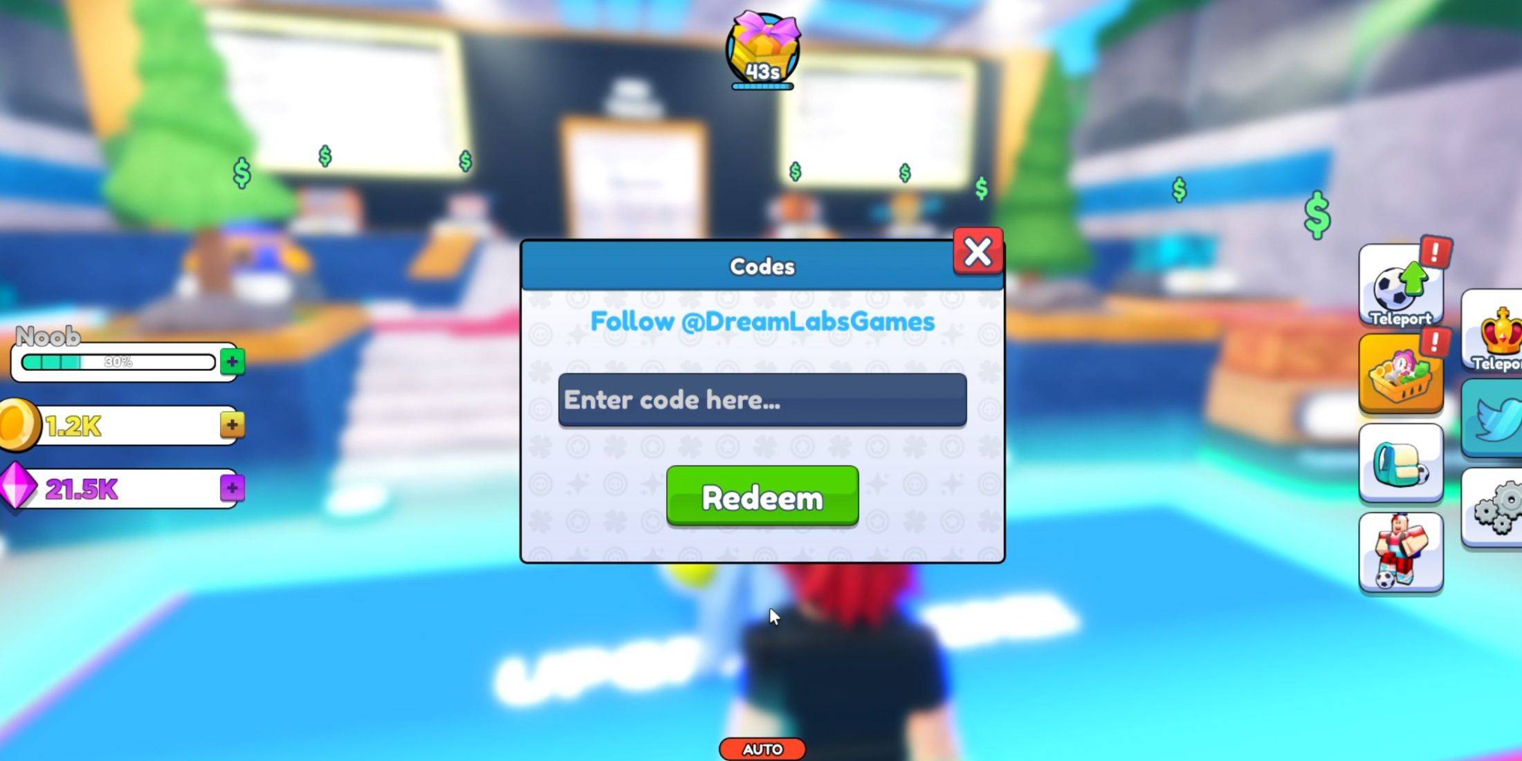 Codes im Tor -Kick -Simulator einlösen