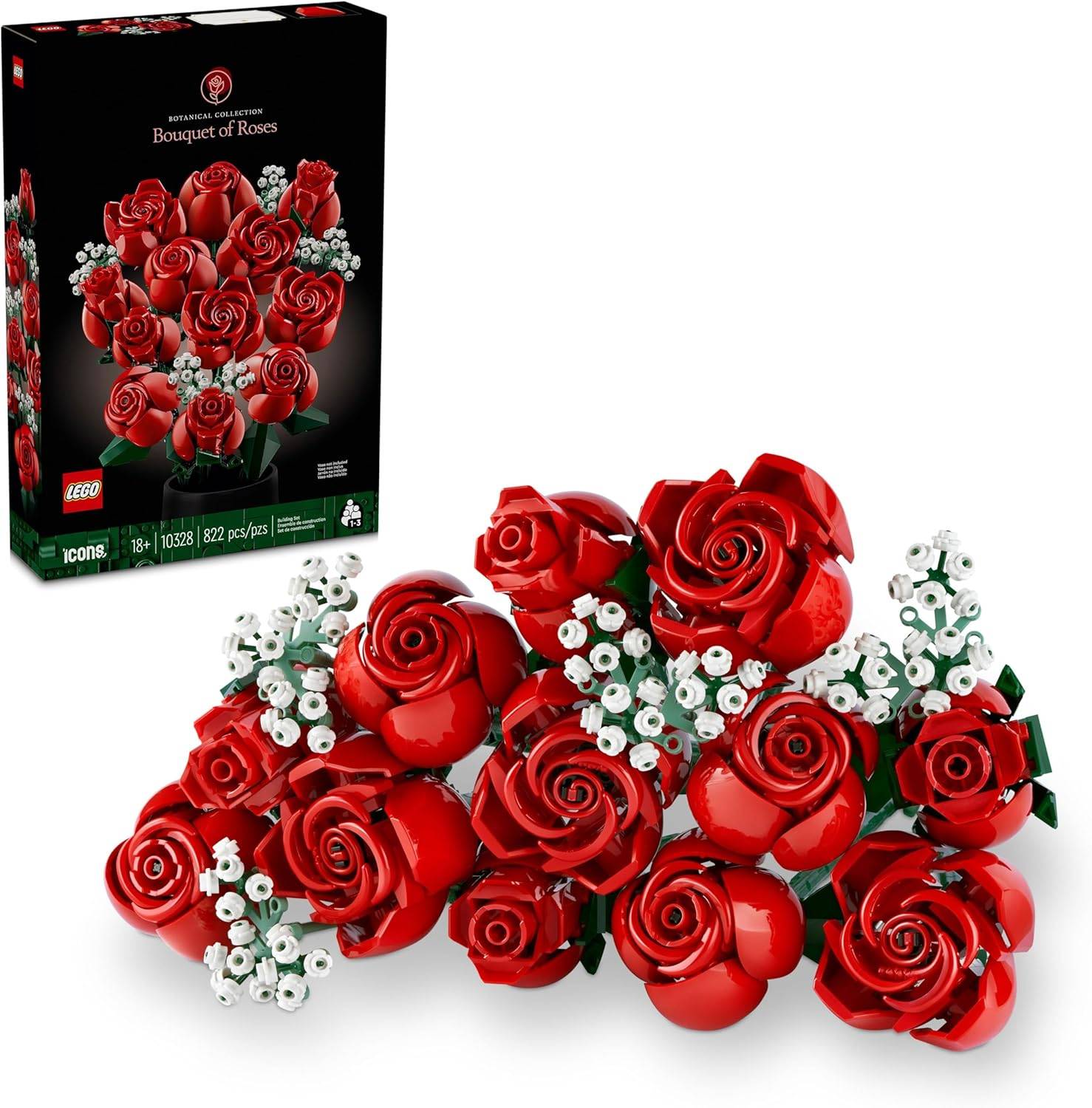 Classic LEGO Rose bouquet in various bloom stages
