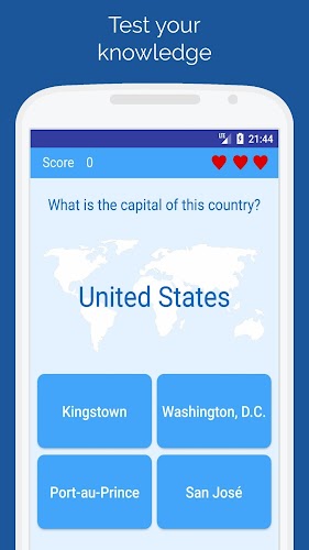 Capitals of the countries Quiz स्क्रीनशॉट 0