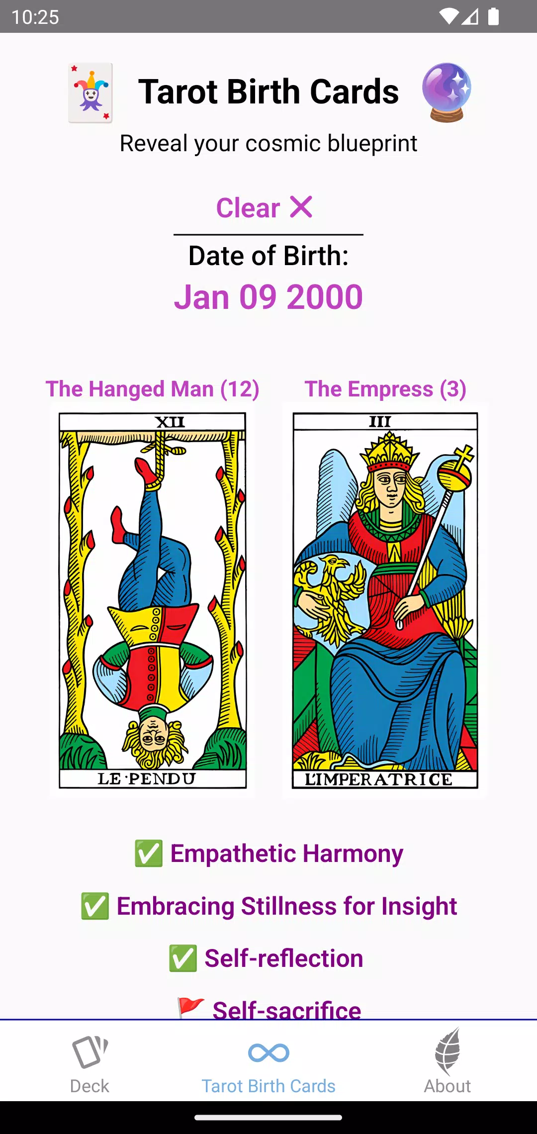 Tarot Birth Cards應用截圖第2張