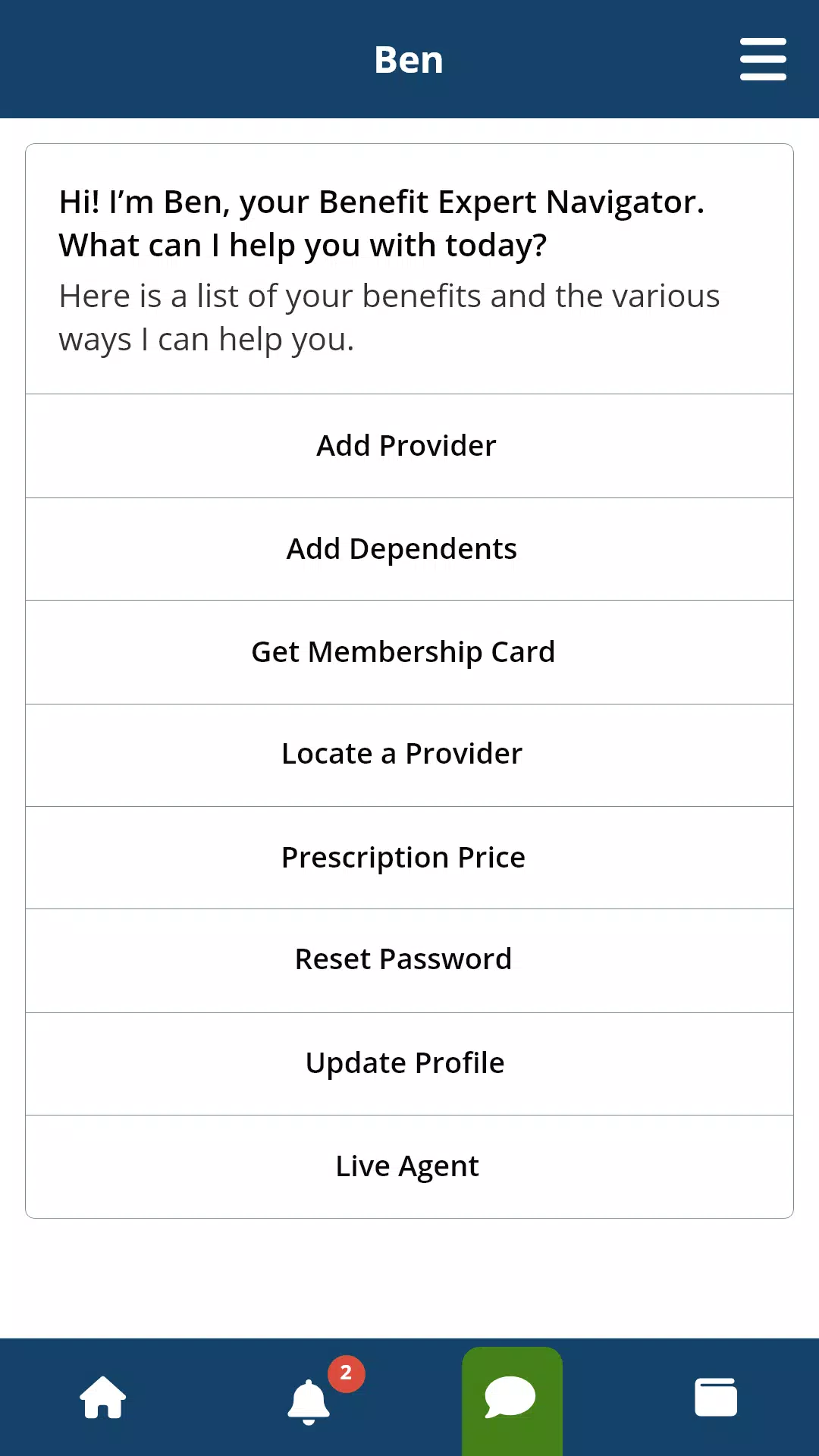 Schermata New Benefits 3