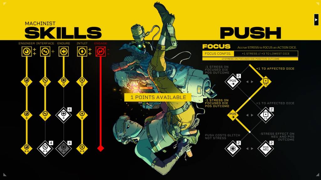 Una imagen de la clase maquinista en Citizen Sleeper 2 como parte de una guía de la cual deben elegir los jugadores de clase.