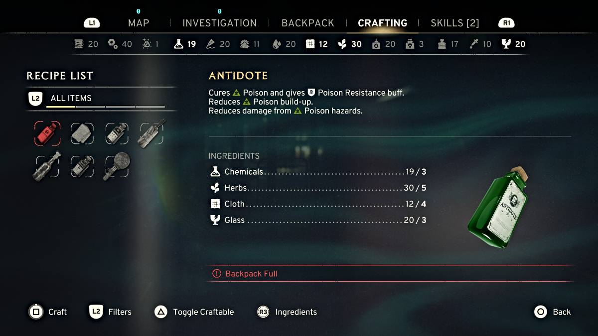 Antidote recipe in Atomfall